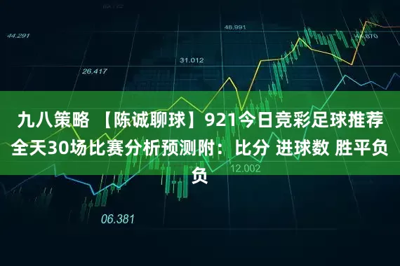 九八策略 【陈诚聊球】921今日竞彩足球推荐全天30场比赛分析预测附：比分 进球数 胜平负